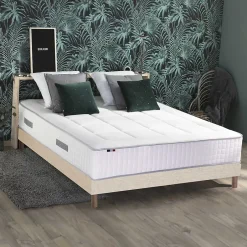 Idliterie Ensemble matelas ressorts 7 zones PALACIO + sommier en kit beige lattes flexibles 140x200 New