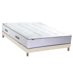Idliterie Ensemble matelas ressorts 7 zones PALACIO + sommier en kit beige lattes flexibles 160x200 Outlet