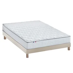 Idliterie Ensemble matelas ressorts ASTRE + sommier kit beige à lattes flexibles 160x200