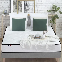 Idliterie Ensemble Matelas Ressorts + Mémoire de forme + sommier ELOISE - Made in France 140x190, Sommier - Gris chiné