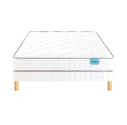 Merinos Ensemble MORNING ROUTINE + Sommier twist + Pieds 140x190 Ressorts