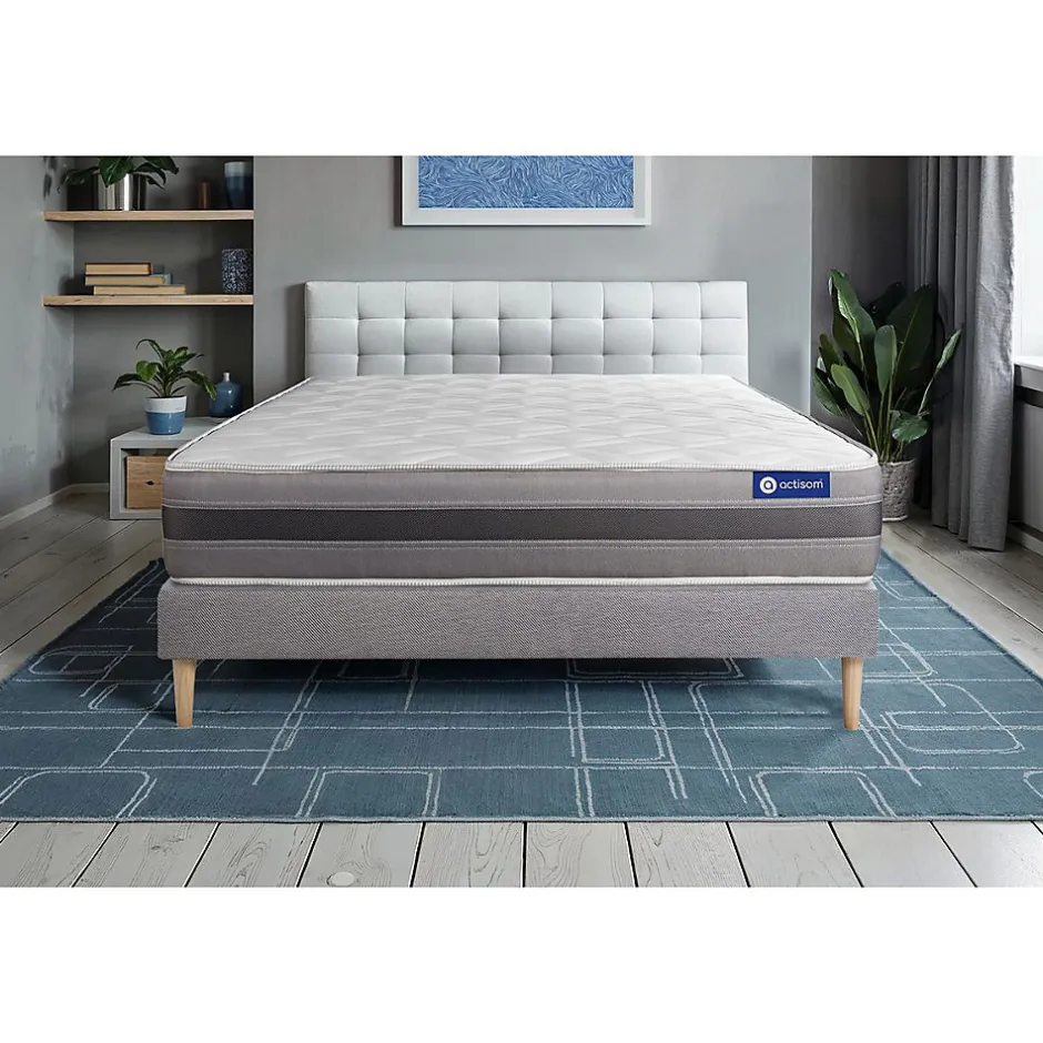 Actisom Ensemble Mémoire de forme de confort Mi-ferme avec sommier kit New