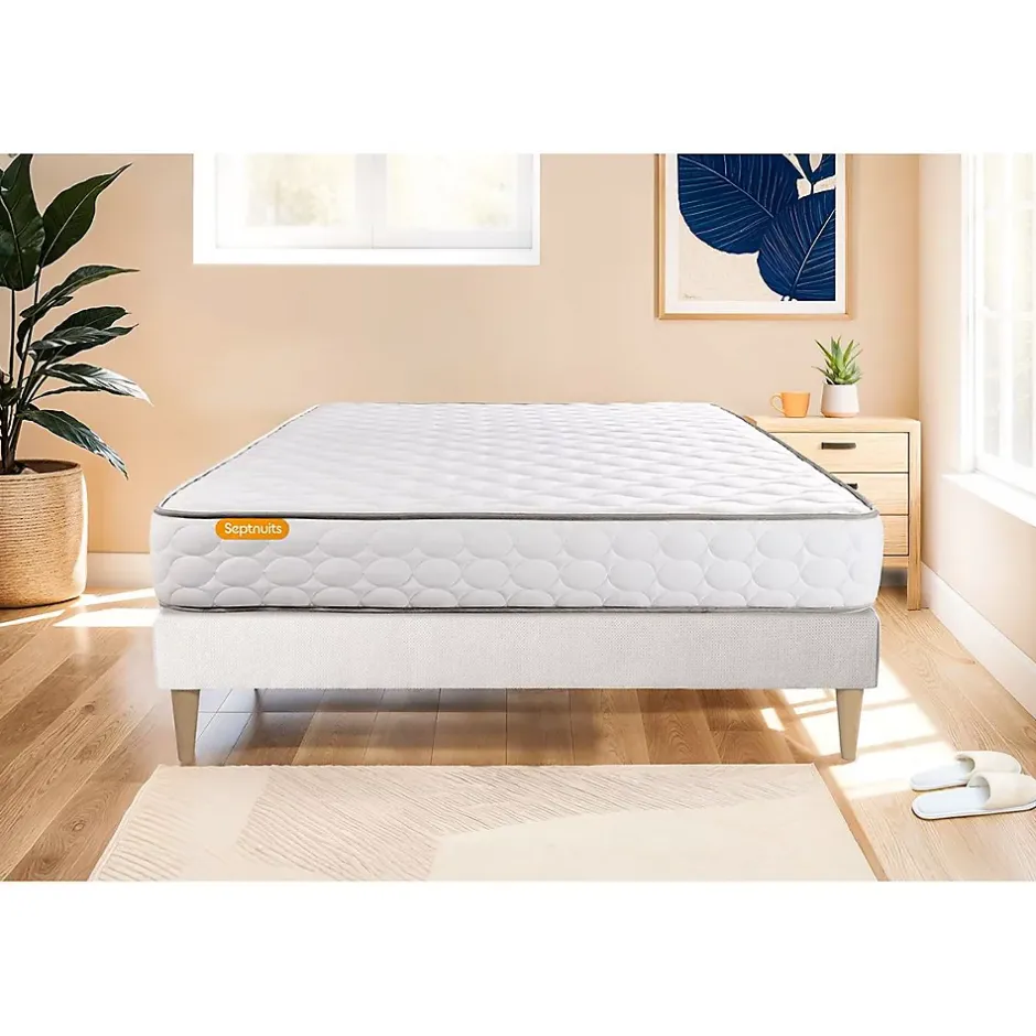 Sept Nuits Ensemble Mémoire de forme de confort Très ferme avec sommier tapissier Discount