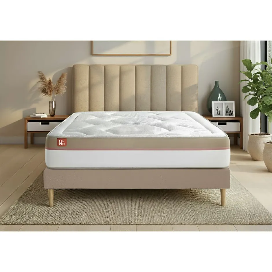 Marmottes & Co Ensemble Mémoire de forme de confort Ferme avec sommier tapissier Discount
