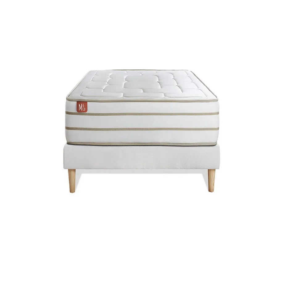 Marmottes & Co Ensemble Mémoire de forme de confort Equilibré avec sommier tapissier