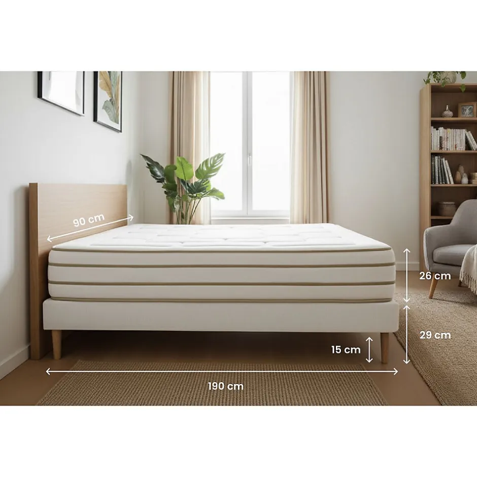 Marmottes & Co Ensemble Mémoire de forme de confort Equilibré avec sommier tapissier