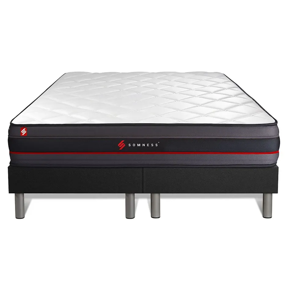 Somness Ensemble Mémoire de forme de confort Ferme avec sommier tapissier Discount