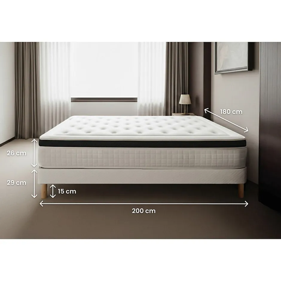 Prestige Literie Ensemble Mémoire de forme de confort Equilibré avec sommier kit