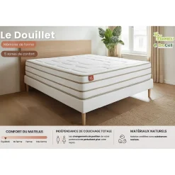 Marmottes & Co Ensemble Mémoire de forme de confort Equilibré avec sommier tapissier