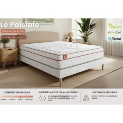 Marmottes & Co Ensemble Mémoire de forme de confort Equilibré avec sommier tapissier Outlet