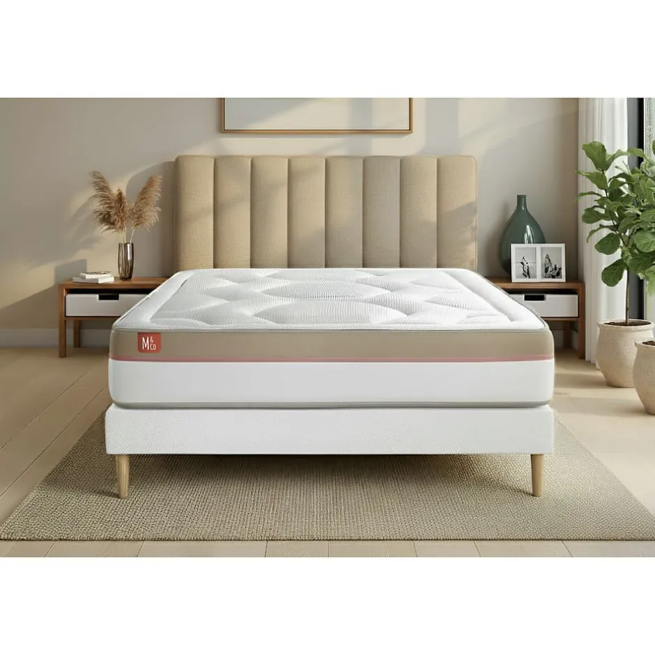 Marmottes & Co Ensemble Mémoire de forme de confort Ferme avec sommier tapissier