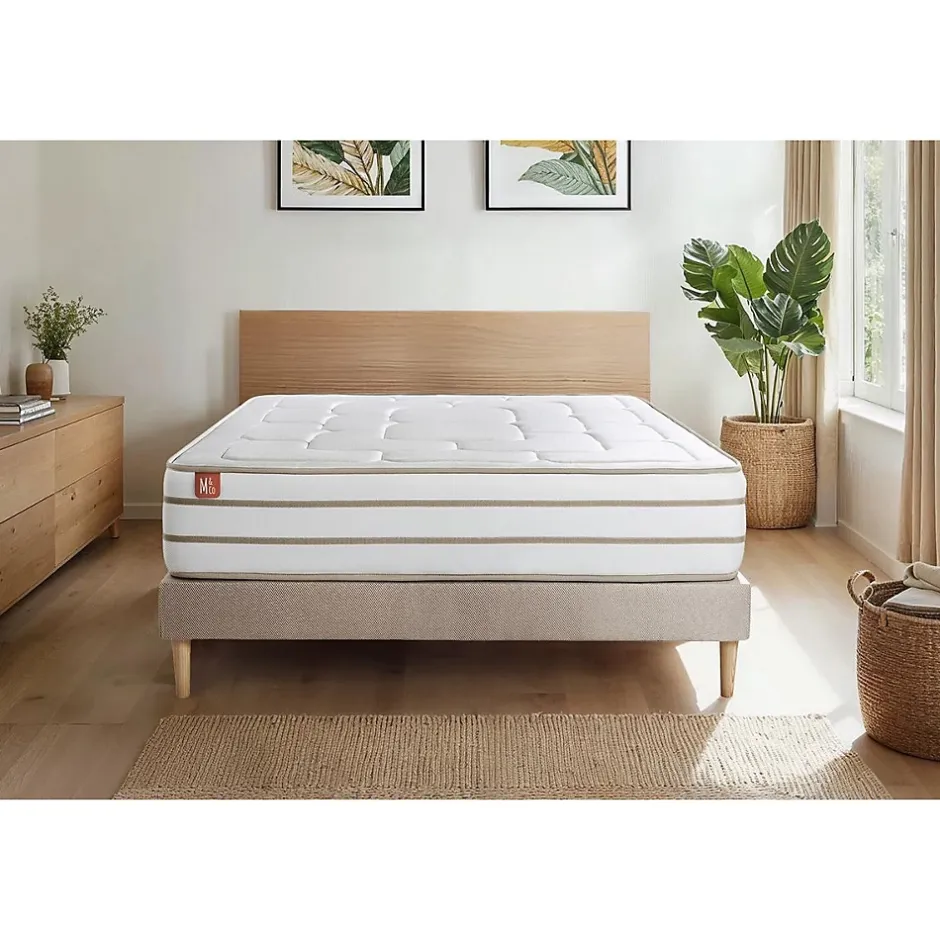 Marmottes & Co Ensemble Mémoire de forme de confort Equilibré avec sommier tapissier Discount