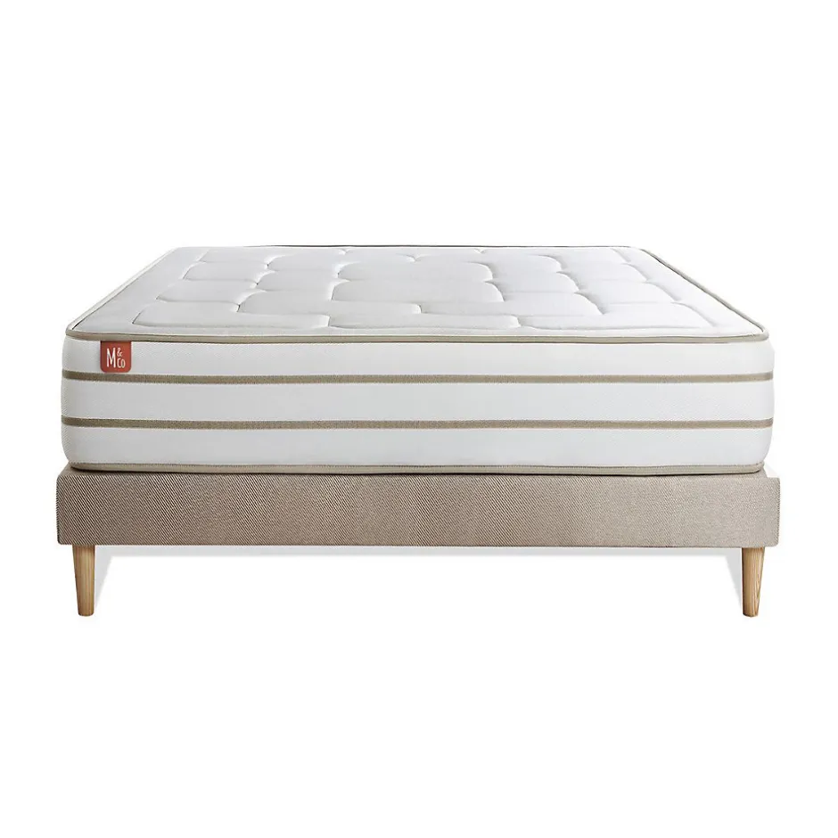 Marmottes & Co Ensemble Mémoire de forme de confort Equilibré avec sommier tapissier Discount