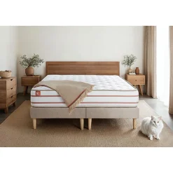 Marmottes & Co Ensemble Mémoire de forme de confort Très ferme avec sommier tapissier