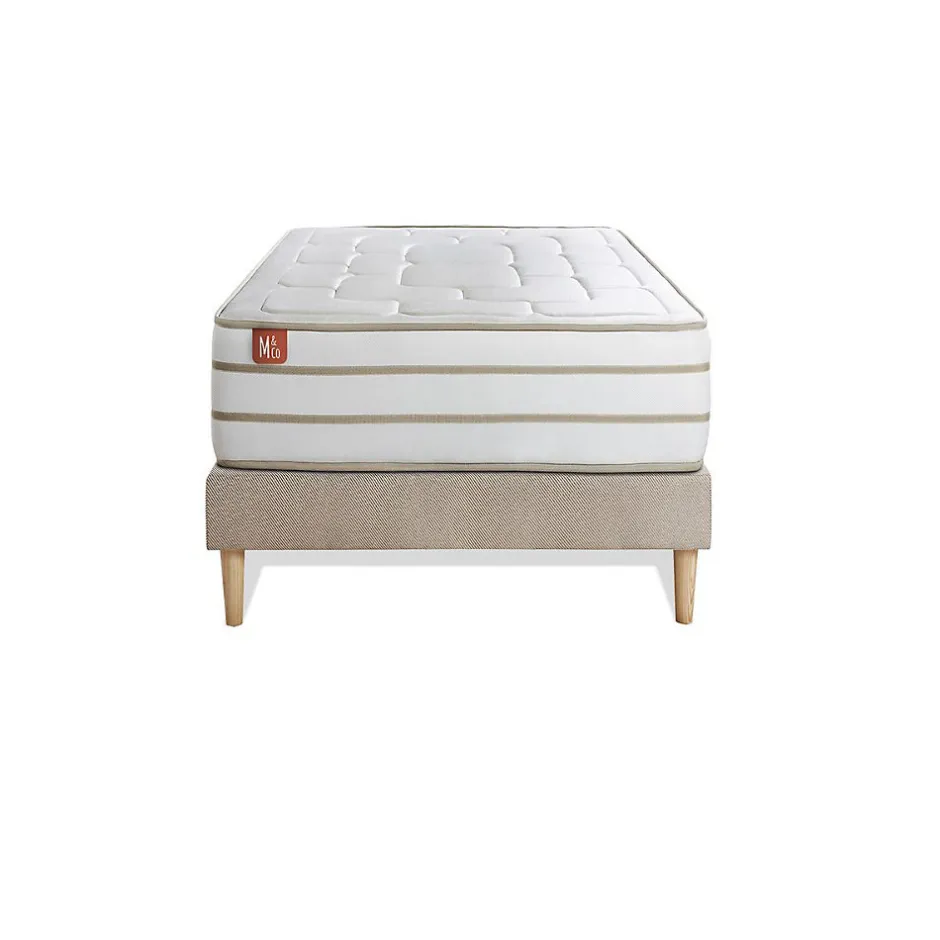 Marmottes & Co Ensemble Mémoire de forme de confort Equilibré avec sommier tapissier