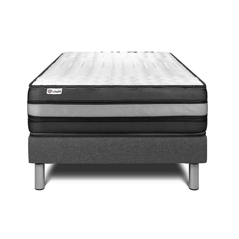 Vitalit Ensemble Mousse polyuréthane à mémoire de forme de confort Ferme avec sommier tapissier Discount