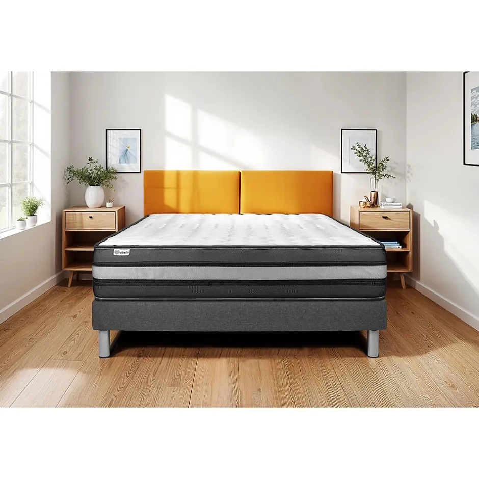 Vitalit Ensemble Mousse polyuréthane à mémoire de forme de confort Ferme avec sommier tapissier Discount