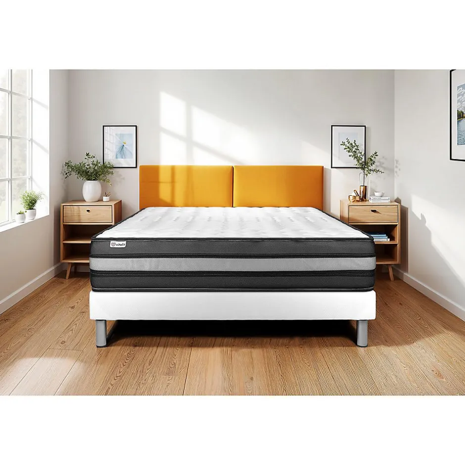 Vitalit Ensemble Mousse polyuréthane à mémoire de forme de confort Ferme avec sommier tapissier