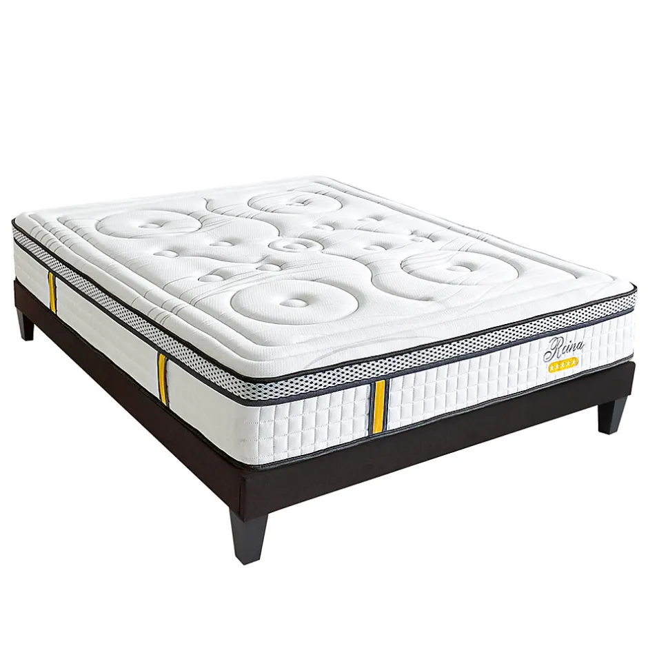 Bellecour Ensemble Reina 2.0 160x200 cm Matelas Ressorts ensachés + Sommier Bois
