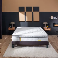 Bellecour Ensemble Reina 2.0 160x200 cm Matelas Ressorts ensachés + Sommier Bois