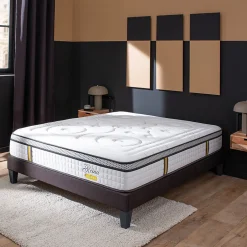 Bellecour Ensemble Reina 2.0 140x190 cm Matelas Ressorts ensachés + Sommier Bois
