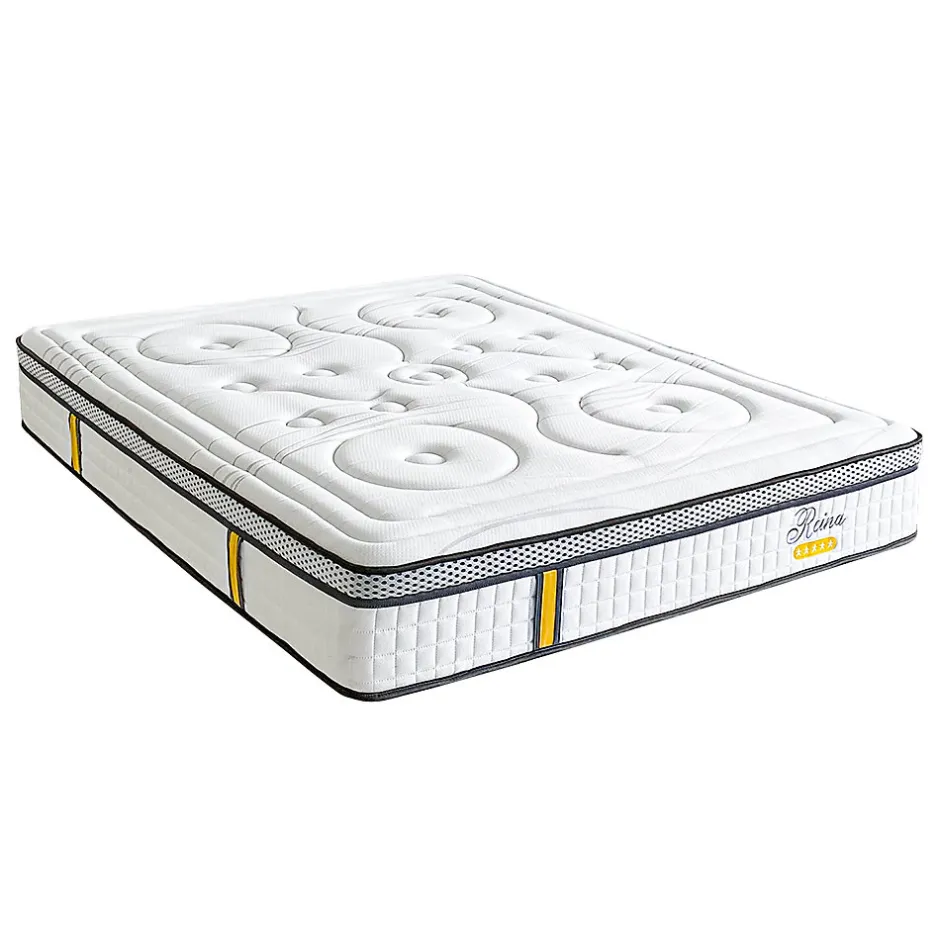 Bellecour Ensemble Reina 2.0 140x190 cm Matelas Ressorts ensachés + Sommier Bois