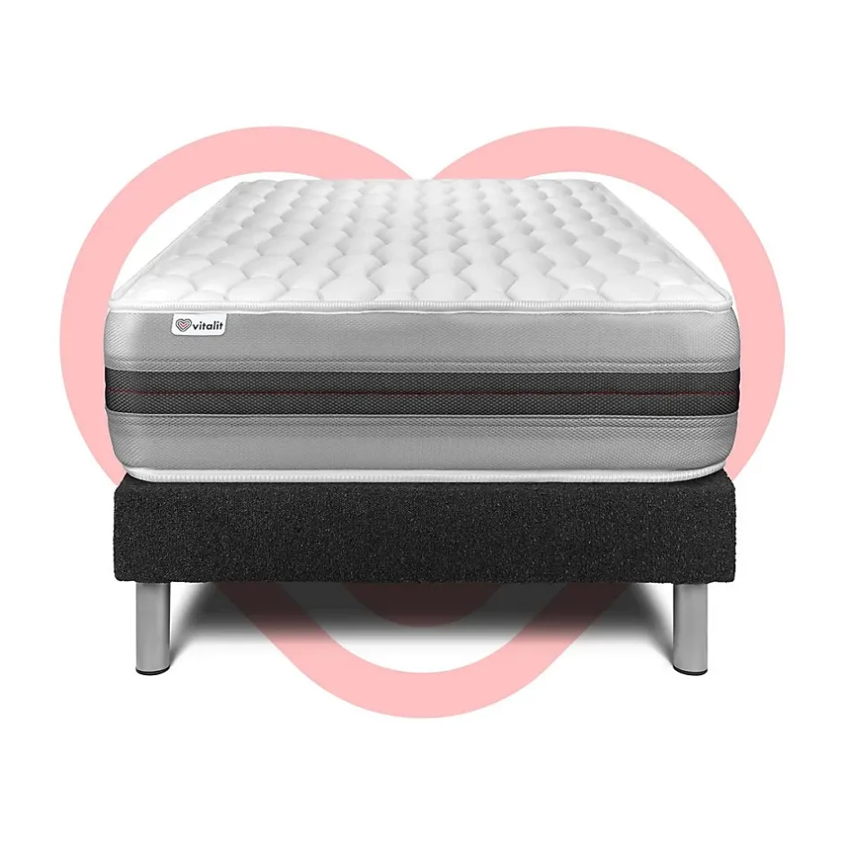 Vitalit Ensemble Ressorts ensachés et mémoire de forme de confort Equilibré avec sommier tapissier New