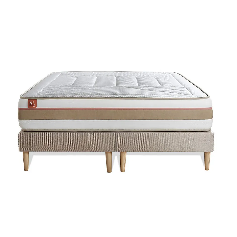 Marmottes & Co Ensemble Ressorts ensachés et mémoire de forme de confort Equilibré avec sommier tapissier