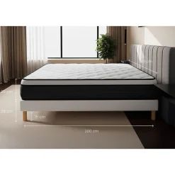 Prestige Literie Ensemble Ressorts ensachés et mémoire de forme de confort Equilibré avec sommier tapissier