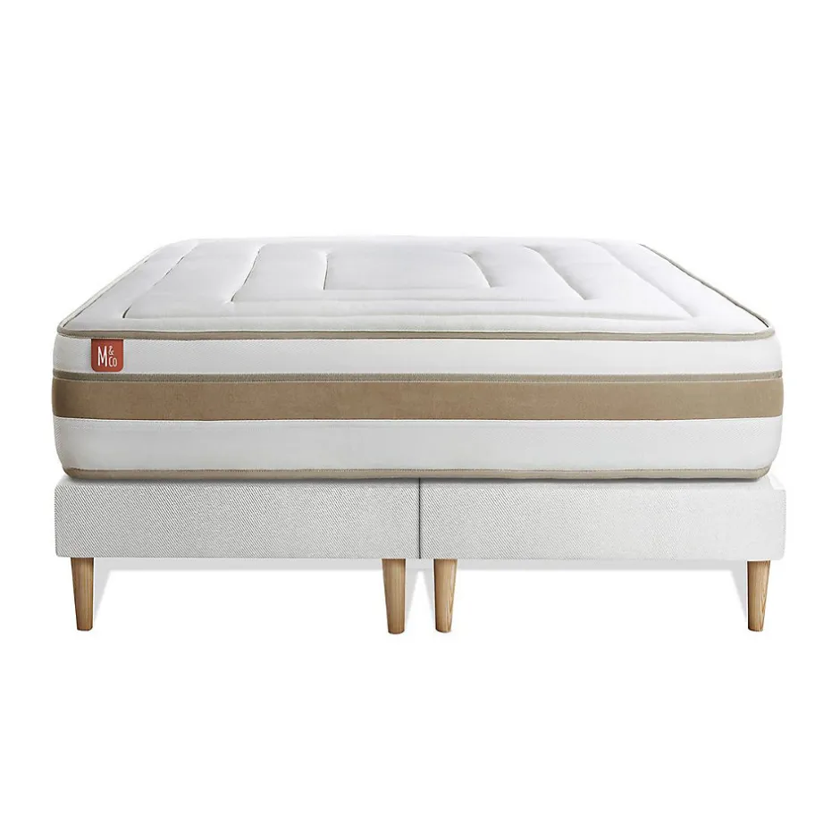 Marmottes & Co Ensemble Ressorts ensachés et mémoire de forme de confort Equilibré avec sommier tapissier