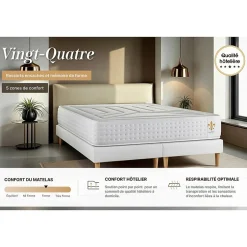 Litier Deluxe Ensemble Ressorts ensachés et mémoire de forme de confort Ferme avec sommier tapissier