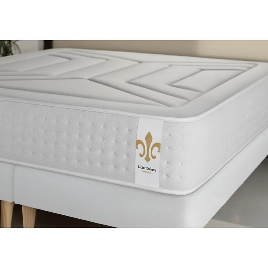 Litier Deluxe Ensemble Ressorts ensachés et mémoire de forme de confort Ferme avec sommier tapissier