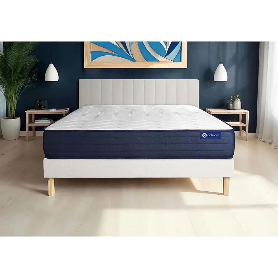 Actisom Ensemble Ressorts ensachés et mémoire de forme de confort Très ferme avec sommier kit Hot