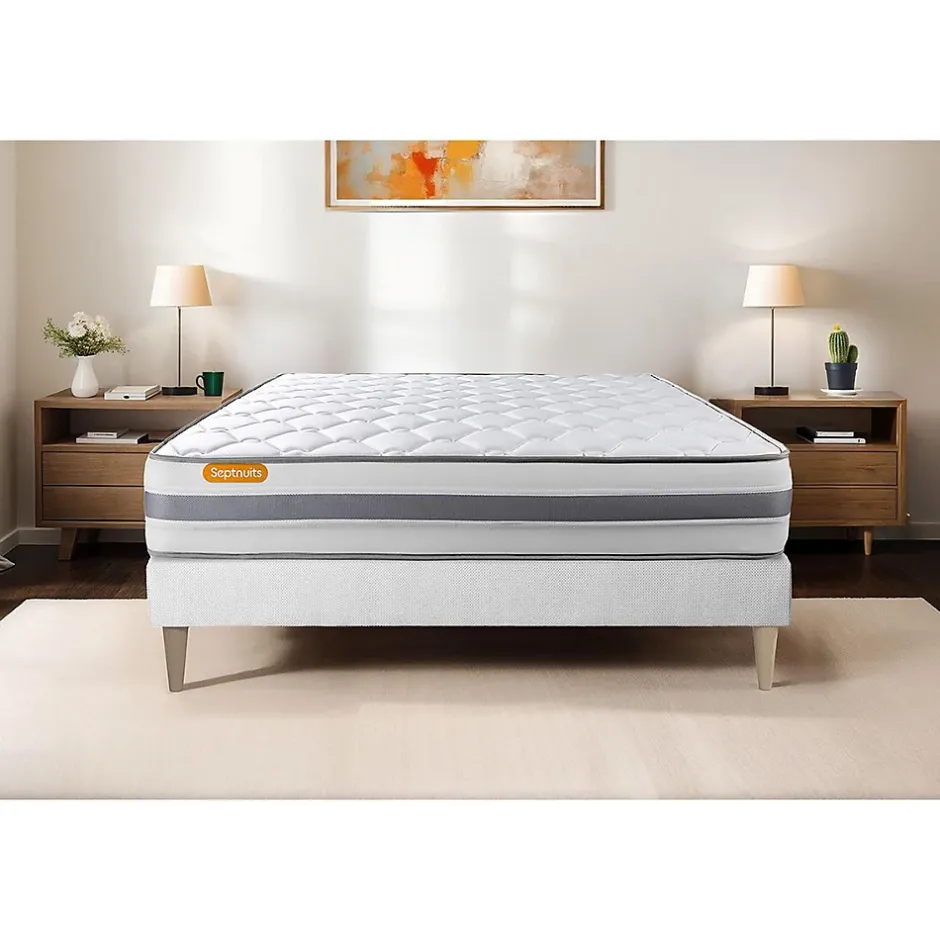 Sept Nuits Ensemble Ressorts ensachés et mémoire de forme de confort Ferme avec sommier tapissier Sale
