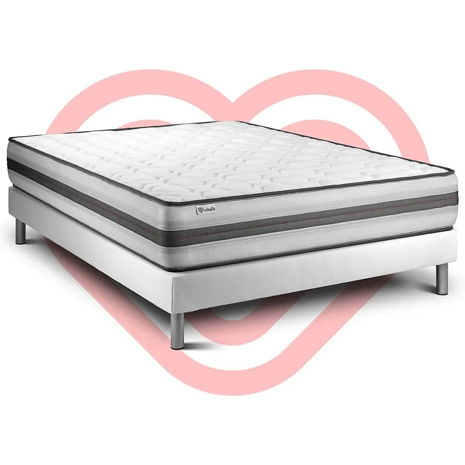 Vitalit Ensemble Ressorts ensachés et mémoire de forme de confort Equilibré avec sommier tapissier Hot