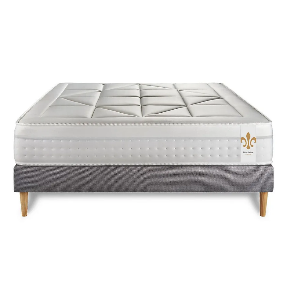 Litier Deluxe Ensemble Ressorts ensachés et mémoire de forme de confort Equilibré avec sommier tapissier
