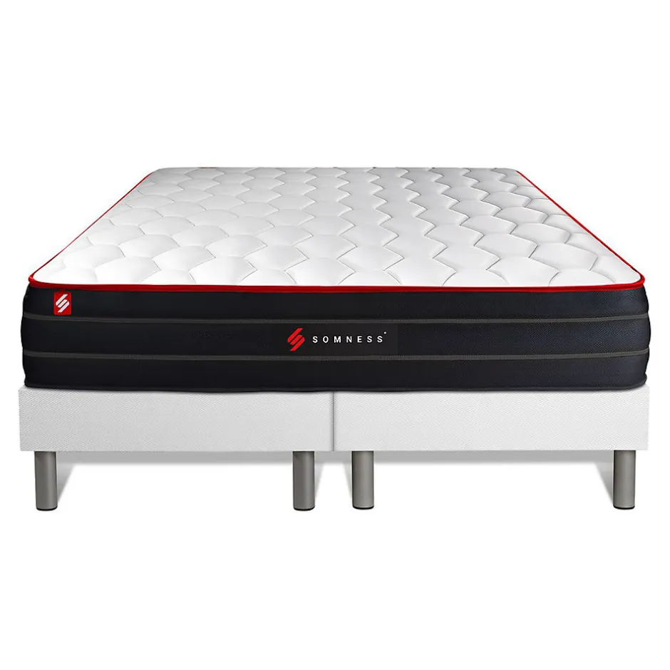 Somness Ensemble Ressorts ensachés et mémoire de forme de confort Equilibré avec sommier tapissier