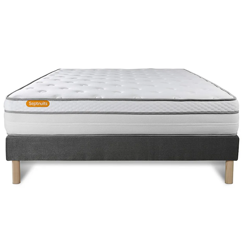 Sept Nuits Ensemble Ressorts ensachés et mémoire de forme de confort Equilibré avec sommier tapissier