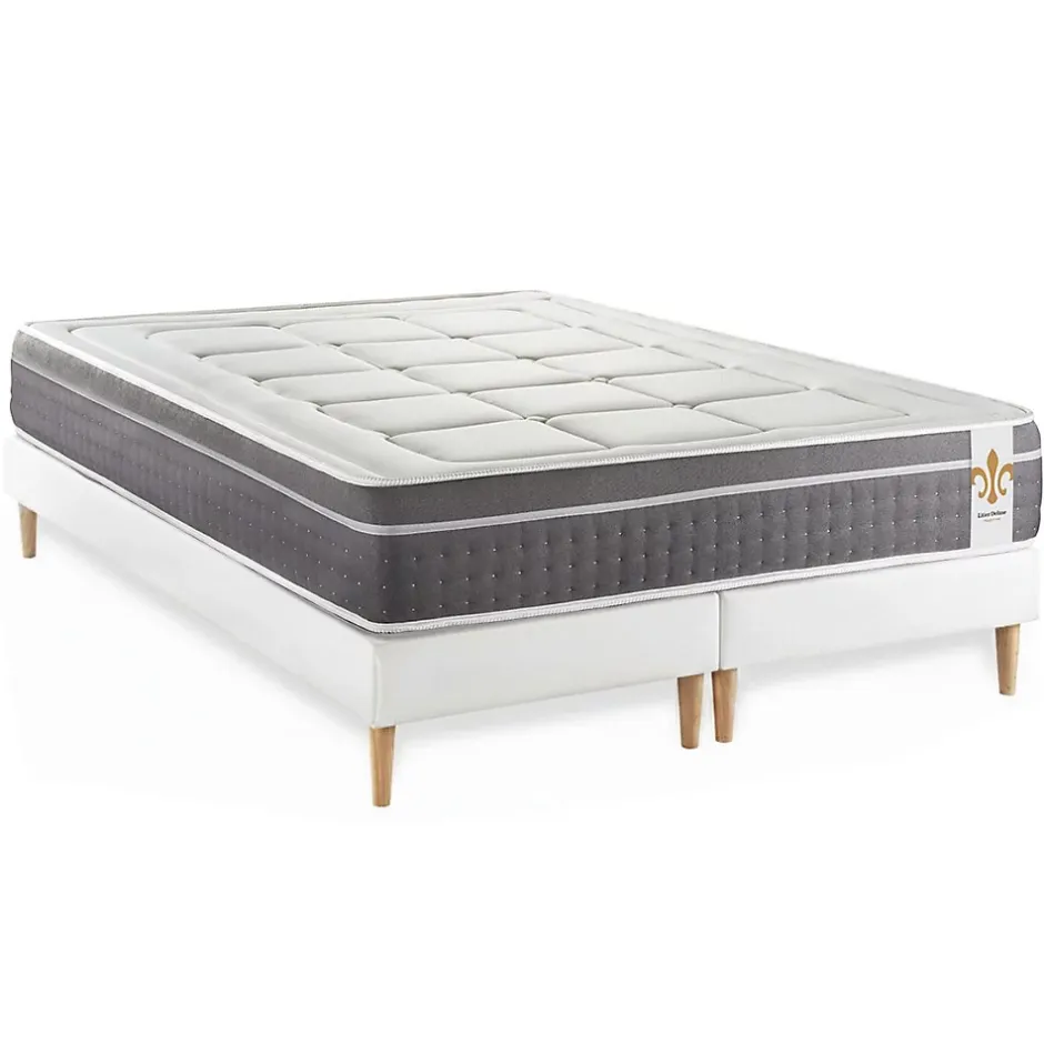 Litier Deluxe Ensemble Ressorts ensachés et mémoire de forme de confort Equilibré avec sommier tapissier Hot