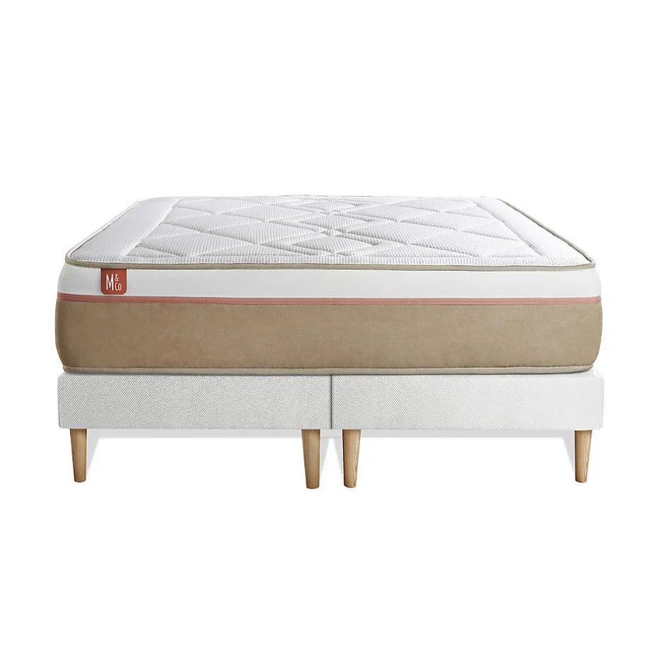Marmottes & Co Ensemble Ressorts ensachés et mémoire de forme de confort Equilibré avec sommier tapissier
