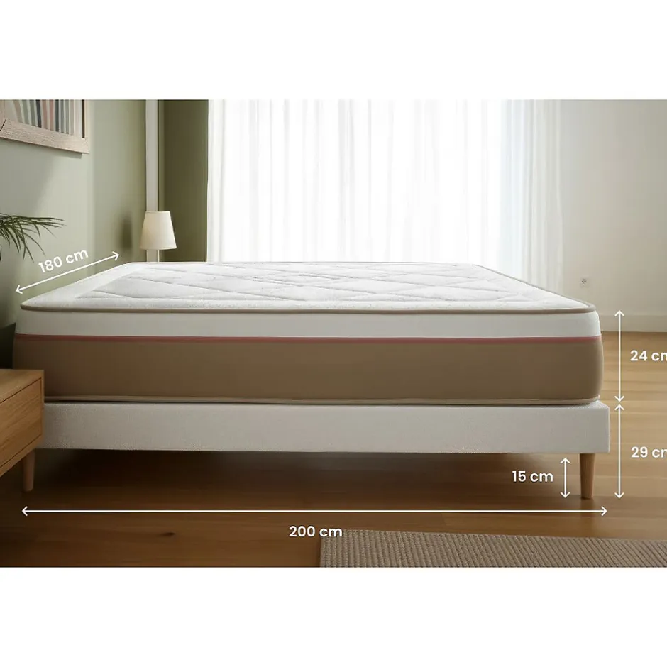 Marmottes & Co Ensemble Ressorts ensachés et mémoire de forme de confort Equilibré avec sommier tapissier