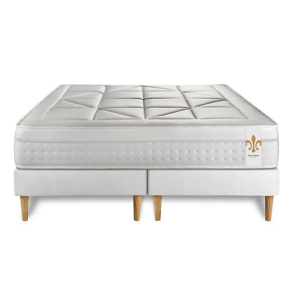 Litier Deluxe Ensemble Ressorts ensachés et mémoire de forme de confort Equilibré avec sommier tapissier