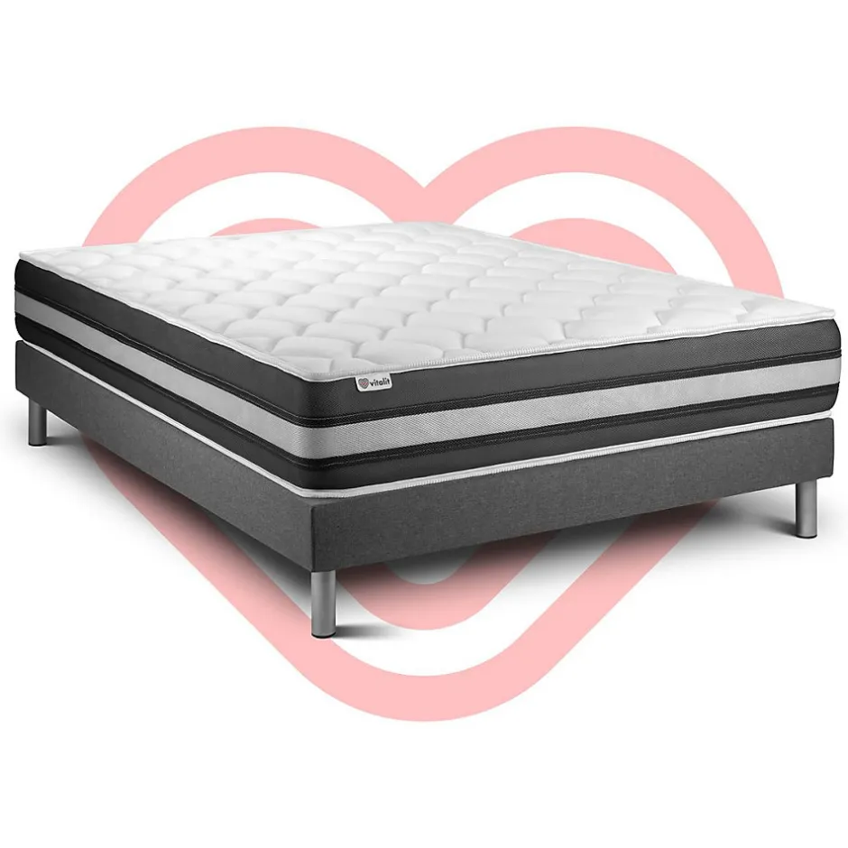 Vitalit Ensemble Ressorts ensachés et mémoire de forme de confort Ferme avec sommier tapissier