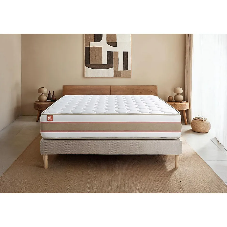 Marmottes & Co Ensemble Ressorts ensachés et mémoire de forme de confort Equilibré avec sommier tapissier New