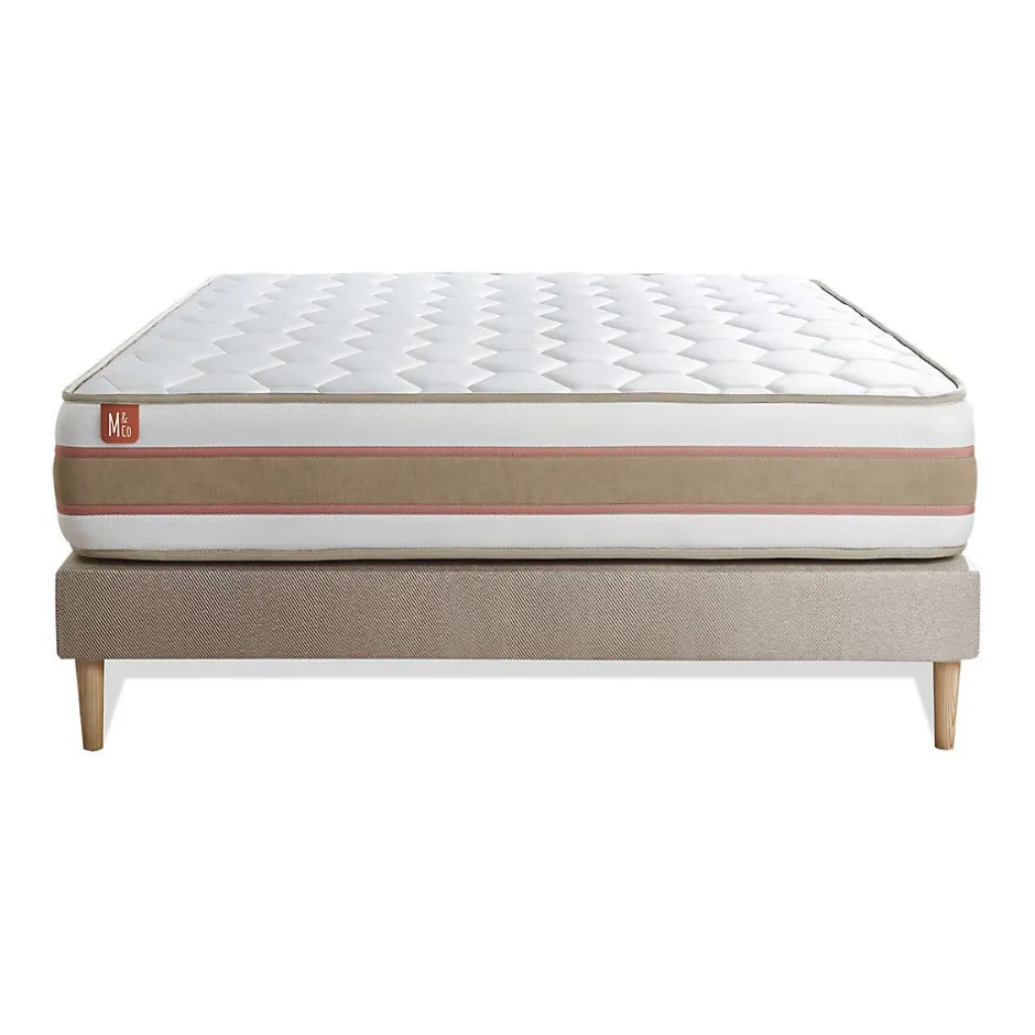 Marmottes & Co Ensemble Ressorts ensachés et mémoire de forme de confort Equilibré avec sommier tapissier New