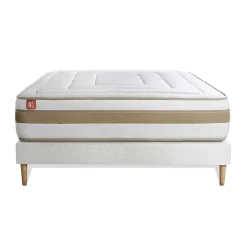 Marmottes & Co Ensemble Ressorts ensachés et mémoire de forme de confort Equilibré avec sommier tapissier