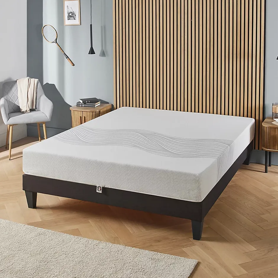 Olympe Literie Ensemble Sensitive 180x200 cm Matelas Mousse + Sommier Bois Sale
