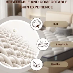 Teeno Ensemble 140x190 cm Matelas à ressorts + cadre de lit en métal de, Epaisseur du Matelas 20cm