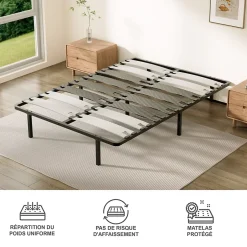 Teeno Ensemble 140x190 cm Matelas double en mousse de 17 cm + sommier à lattes Sale