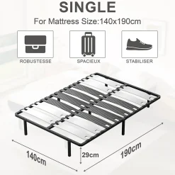 Teeno Ensemble 140x190 cm Matelas double en mousse de 17 cm + sommier à lattes Sale